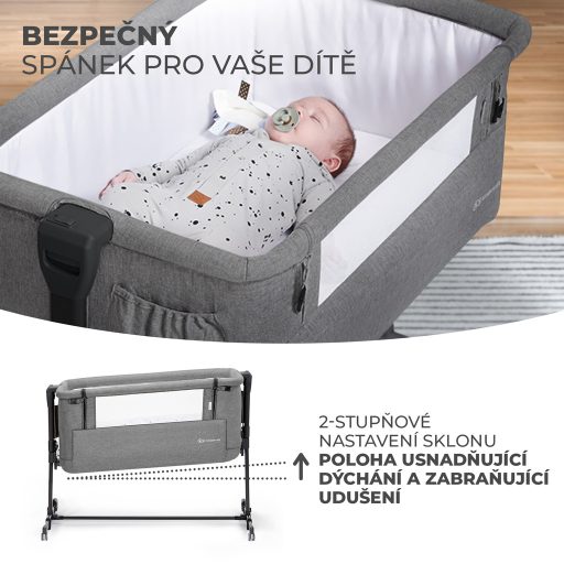 KINDERKRAFT Állítható magasságú gyermekágy Neste grow Grey Melange