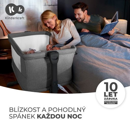 KINDERKRAFT Állítható magasságú gyermekágy Neste grow Light Grey Full Wood