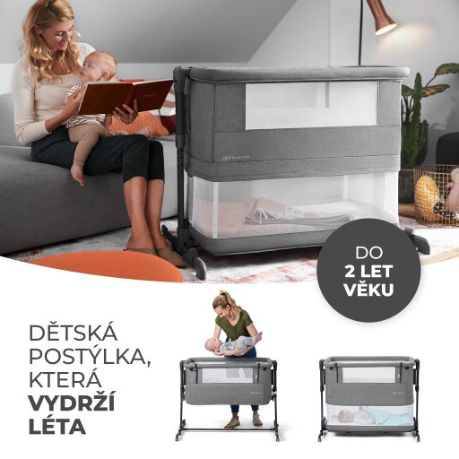 KINDERKRAFT Állítható magasságú gyermekágy Neste grow Light Grey Full Wood