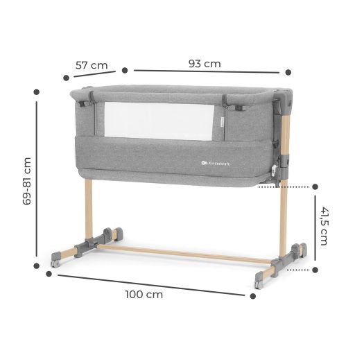 KINDERKRAFT Állítható magasságú gyermekágy Neste grow Light Grey Full Wood