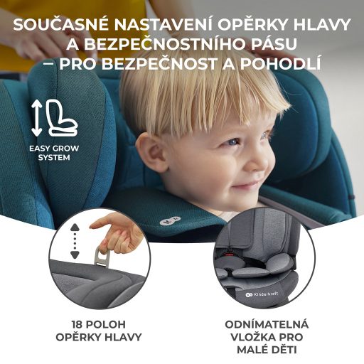KINDERKRAFT Autósülés Oneto3 i-Size 76-150cm + Isofix Cool grey