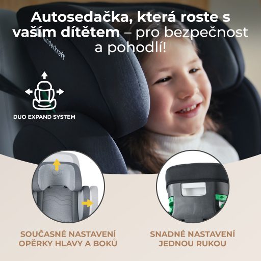 KINDERKRAFT SELECT Autósülés i-Size XPAND 2 i-Size 100-150 cm Rocket Grey, Premium