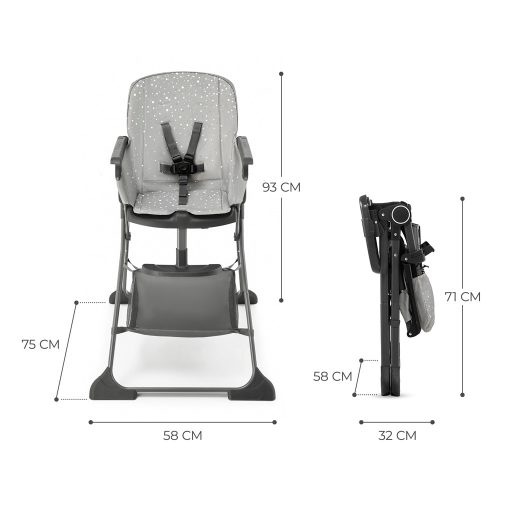 KINDERKRAFT Etetőszék Foldee Grey