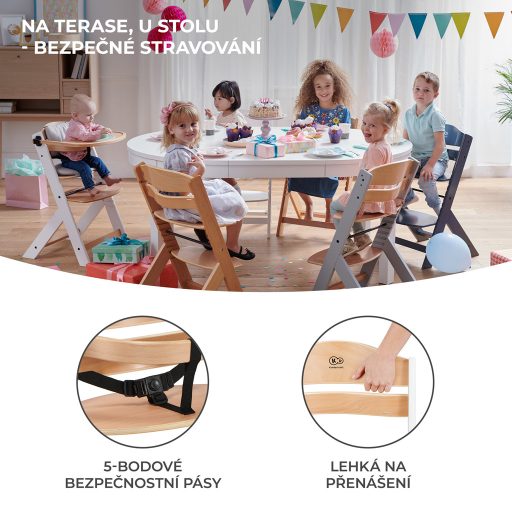 KINDERKRAFT Etetőszék Enock White wooden