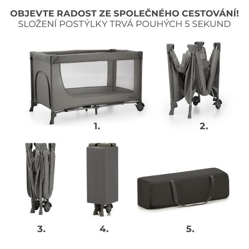 KINDERKRAFT Utazóágy Joy 2 Dark grey