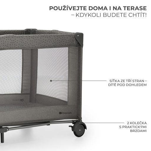 KINDERKRAFT Utazóágy Joy 2 Dark grey