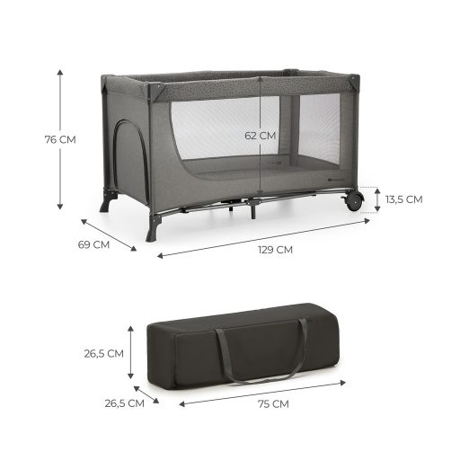 KINDERKRAFT Utazóágy Joy 2 Dark grey