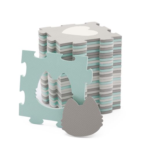 KINDERKRAFT Habosított puzzle alátét Luno Shapes 185 x 165 cm Mentol, 30db, Prémium