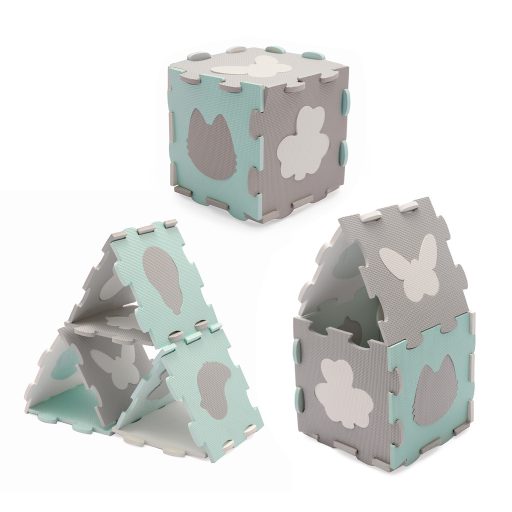 KINDERKRAFT Habosított puzzle alátét Luno Shapes 185 x 165 cm Mentol, 30db, Prémium