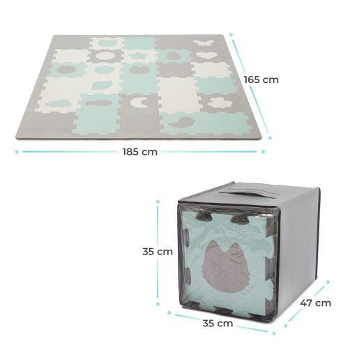KINDERKRAFT Habosított puzzle alátét Luno Shapes 185 x 165 cm Mentol, 30db, Prémium