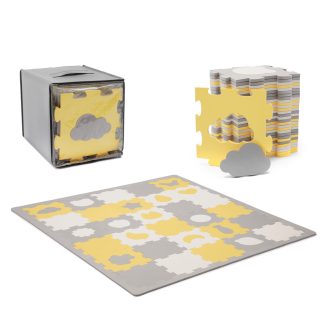   KINDERKRAFT Habosított puzzle alátét Luno Shapes 185 x 165 cm Sárga, 30db, Prémium