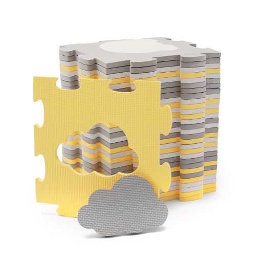 KINDERKRAFT Habosított puzzle alátét Luno Shapes 185 x 165 cm Sárga, 30db, Prémium
