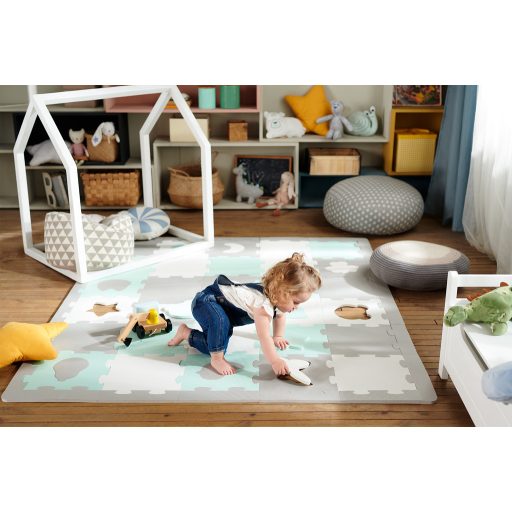 KINDERKRAFT Habosított puzzle alátét Luno Shapes 185 x 165 cm Sárga, 30db, Prémium
