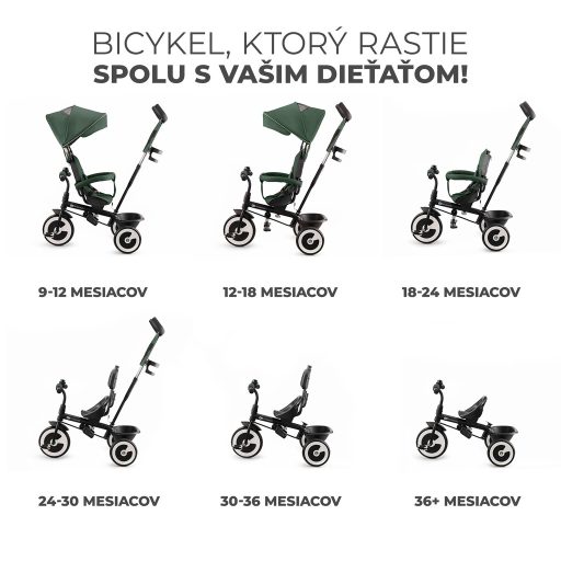 KINDERKRAFT Háromkerekű Aston Mystic Green