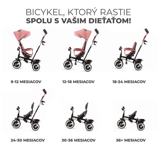 KINDERKRAFT Háromkerekű Aston Rose pink