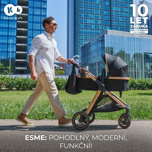 KINDERKRAFT Kombinált babakocsi 3 az 1-ben Esme Pure Black