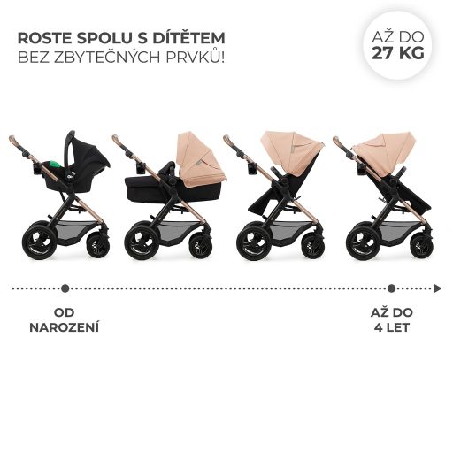 KINDERKRAFT Babakocsi kombinált Moov 2 Air 3 az 1-ben Homokbézs