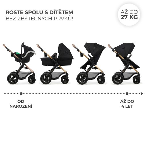 KINDERKRAFT Babakocsi kombi Moov 2 Air 3 az 1-ben Pure Black
