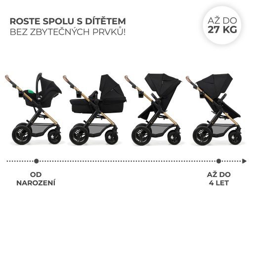 KINDERKRAFT Babakocsi kombi Moov 2 Air 3 az 1-ben Pure Black