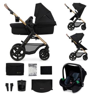   KINDERKRAFT Moov 2 3v1 kombinált babakocsi Pure Black - habkerekek