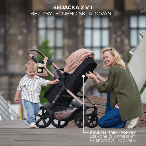 KINDERKRAFT Babakocsi kombinált Moov 2 3v1 Moonlight Grey - habkerekek