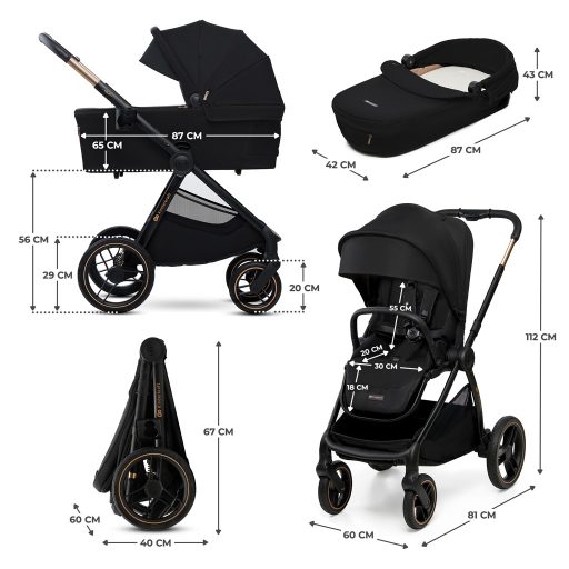 KINDERKRAFT Kombinált babakocsi Nea 2 2in1 Midnigth Black