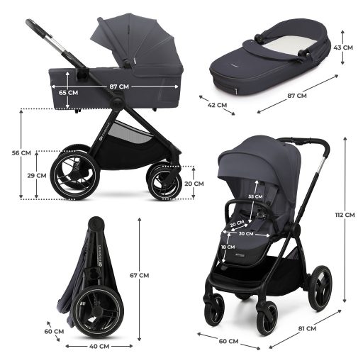 KINDERKRAFT Kombinált babakocsi Nea 2 2in1 Dark Grey