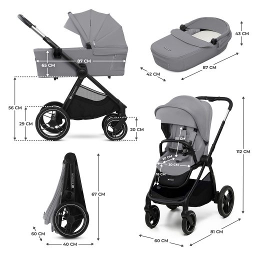 KINDERKRAFT Kombinált babakocsi Nea 2 2in1 Platinum Grey