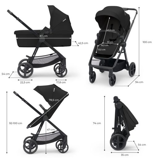 KINDERKRAFT Babakocsi kombinált 4 az 1-ben Newly Classic Black + Mink PRO