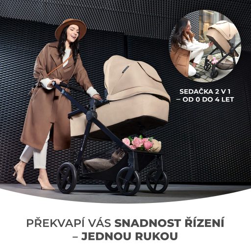 KINDERKRAFT Babakocsi kombinált 3 az 1-ben Newly Moonlight grey + Mink PRO