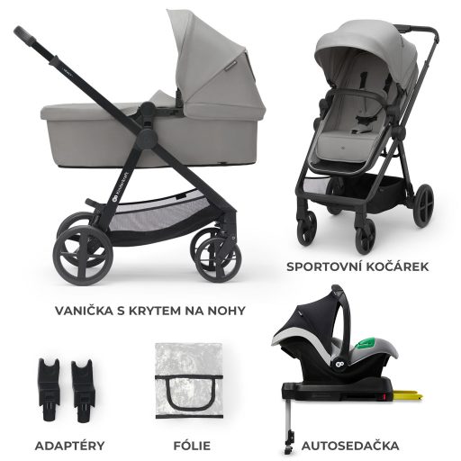 KINDERKRAFT Babakocsi kombinált 4 az 1-ben Newly Classic Grey + Mink PRO