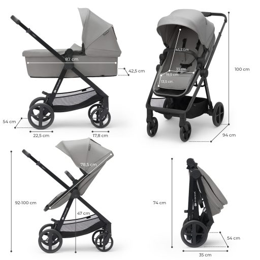 KINDERKRAFT Babakocsi kombinált 4 az 1-ben Newly Classic Grey + Mink PRO