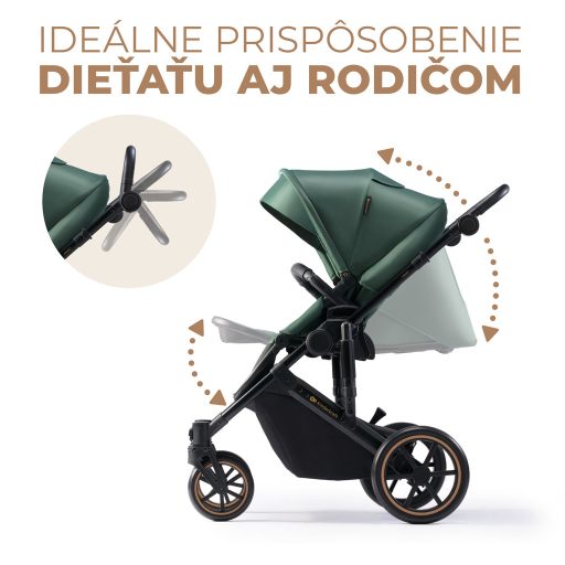 KINDERKRAFT SELECT Kombinált babakocsi 3in1 Prime 2 Dark Green, Premium
