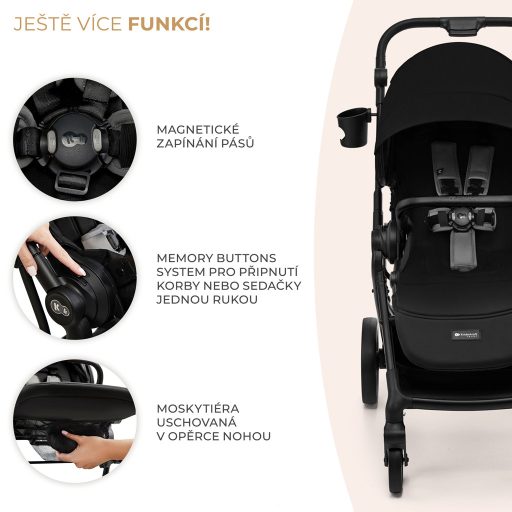 KINDERKRAFT SELECT Yoxi 2v1 Pure Black kombinált babakocsi