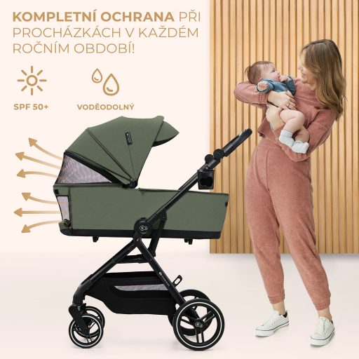 KINDERKRAFT SELECT Yoxi 2v1 kombinált babakocsi Mystic Green