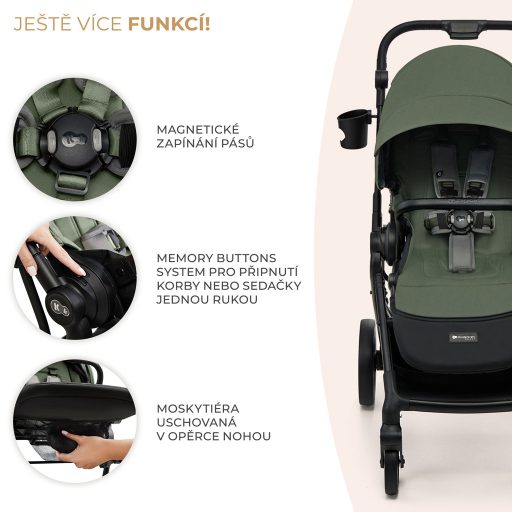 KINDERKRAFT SELECT Yoxi 2v1 kombinált babakocsi Mystic Green