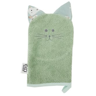 EKO Pamut füles Žínka Cat Olive green 20x15 cm