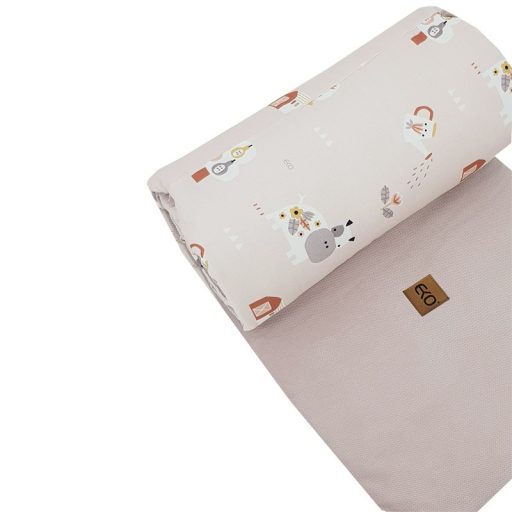 EKO Védő a kiságyba VELVET My farm Powder pink 360x35 cm