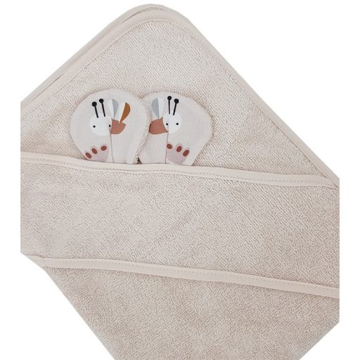 EKO Fürdőlepedő fülekkel, bambusz Bees Beige 100x100 cm