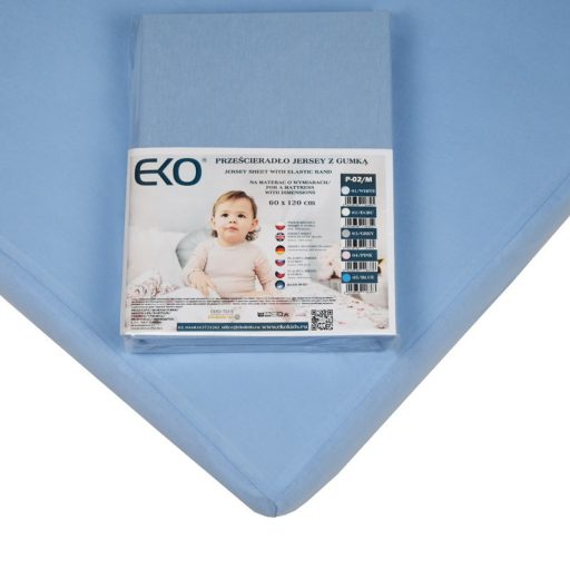 EKO Lepedő gumírozott jersey kék 120x60 cm