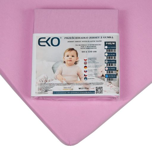 EKO Lepedő gumival jersey rózsaszín 120x60 cm