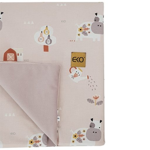 EKO Takaró pamutból VELVET béléssel My farma Powder pink 100x80 cm