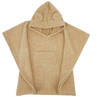  EKO Poncsó pamutból kapucnival és fülekkel Beige 75x120 cm