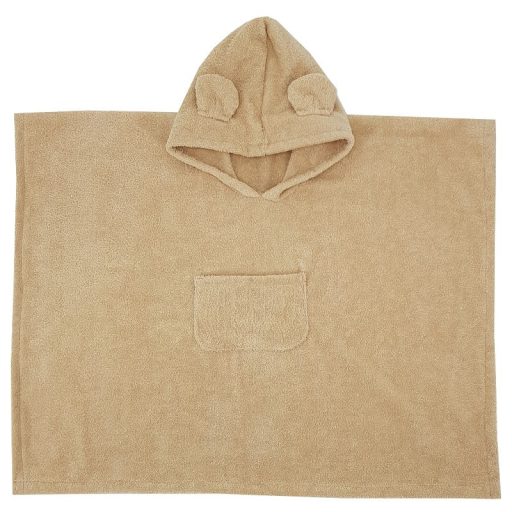 EKO Poncsó pamutból kapucnival és fülekkel Beige 75x120 cm