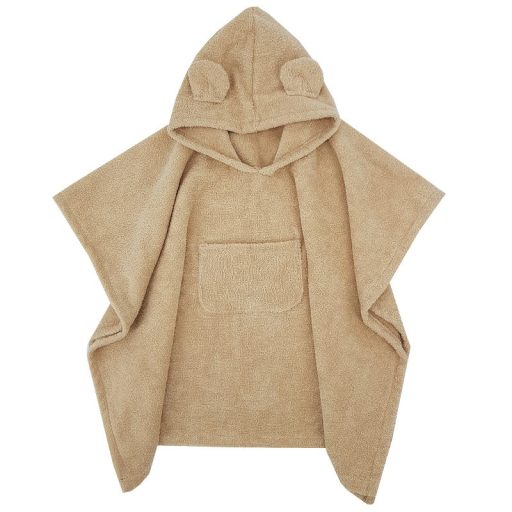 EKO Poncsó pamutból kapucnival és fülekkel Beige 75x120 cm