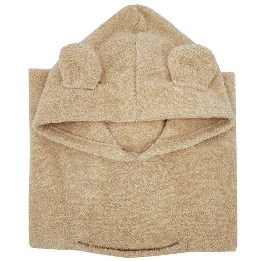 EKO Poncsó pamutból kapucnival és fülekkel Beige 75x120 cm
