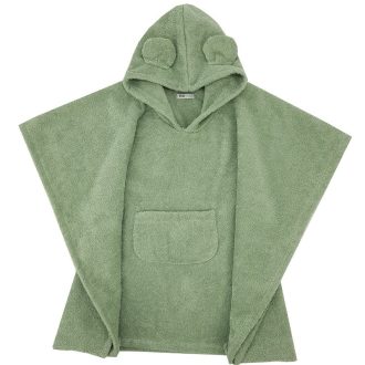   EKO Pončo pamutból kapucnival és fülekkel Olive green 75x120 cm