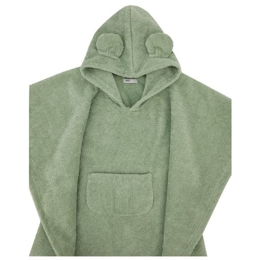EKO Pončo pamutból kapucnival és fülekkel Olive green 75x120 cm