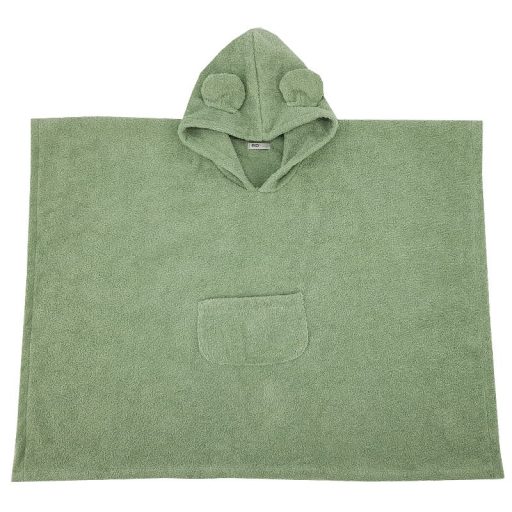 EKO Pončo pamutból kapucnival és fülekkel Olive green 75x120 cm