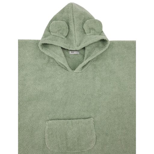 EKO Pončo pamutból kapucnival és fülekkel Olive green 75x120 cm